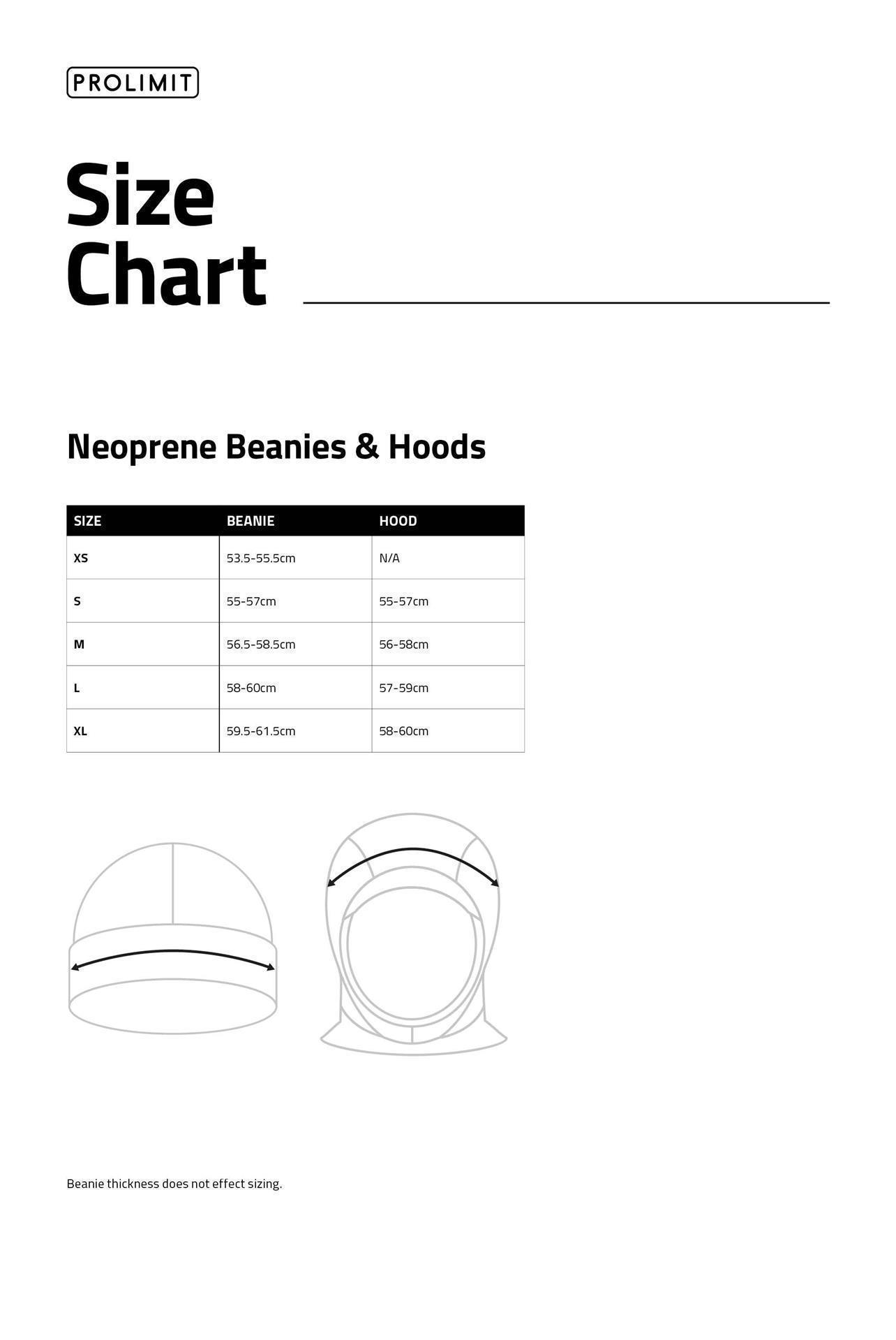 Prolimit-Size-chart-Neoprene-Beanies-and-Hoods